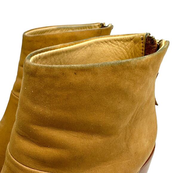 Nisolo Women's Boots US 7.5 Dari Heeled Ankle Booties Tan Leather Suede Back Zip - Picture 7 of 16